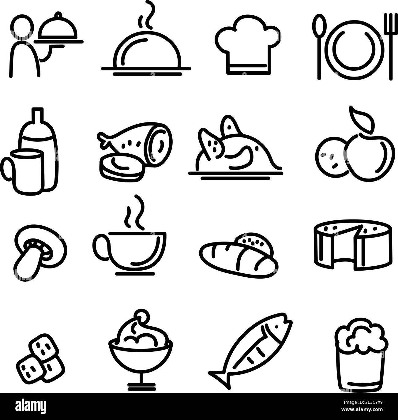 Black food and drink icons. Line vector icons Stock Vector Image & Art ...