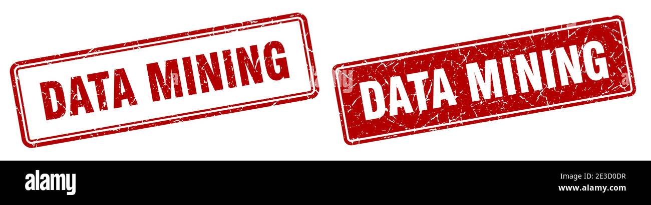 data mining square stamp. data mining grunge sign set Stock Vector