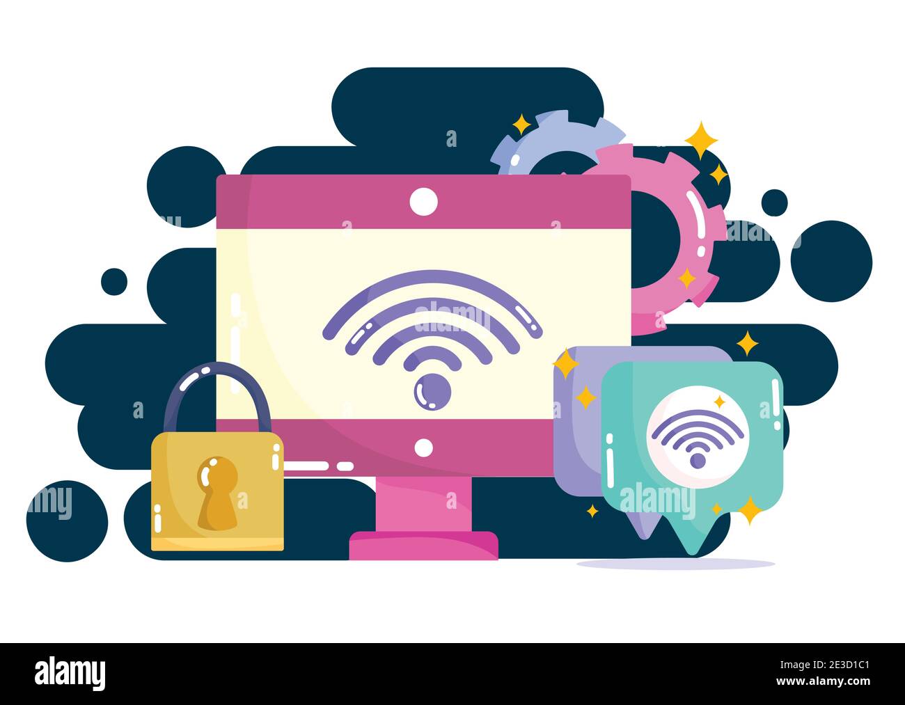 social media computer wifi internet connection security data vector ...