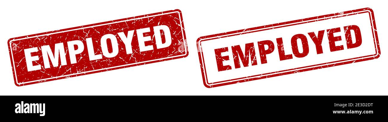 employed square stamp. employed grunge sign set Stock Vector