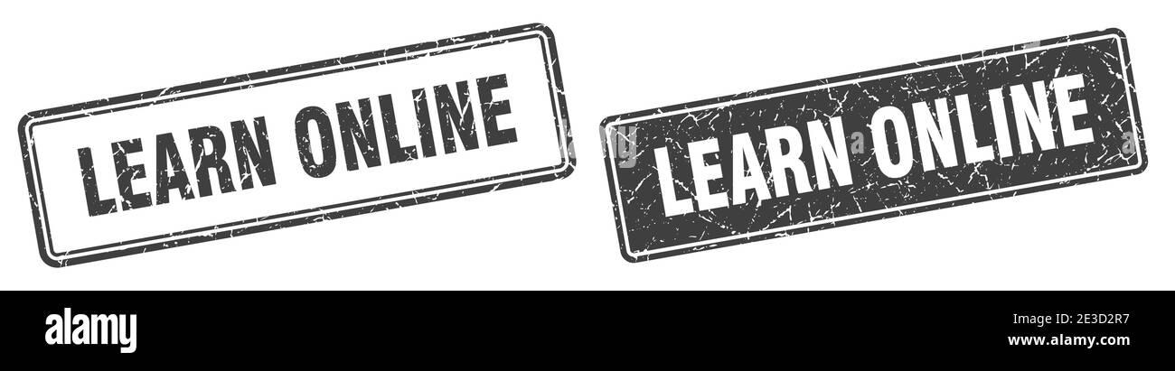 learn online square stamp. learn online grunge sign set Stock Vector ...