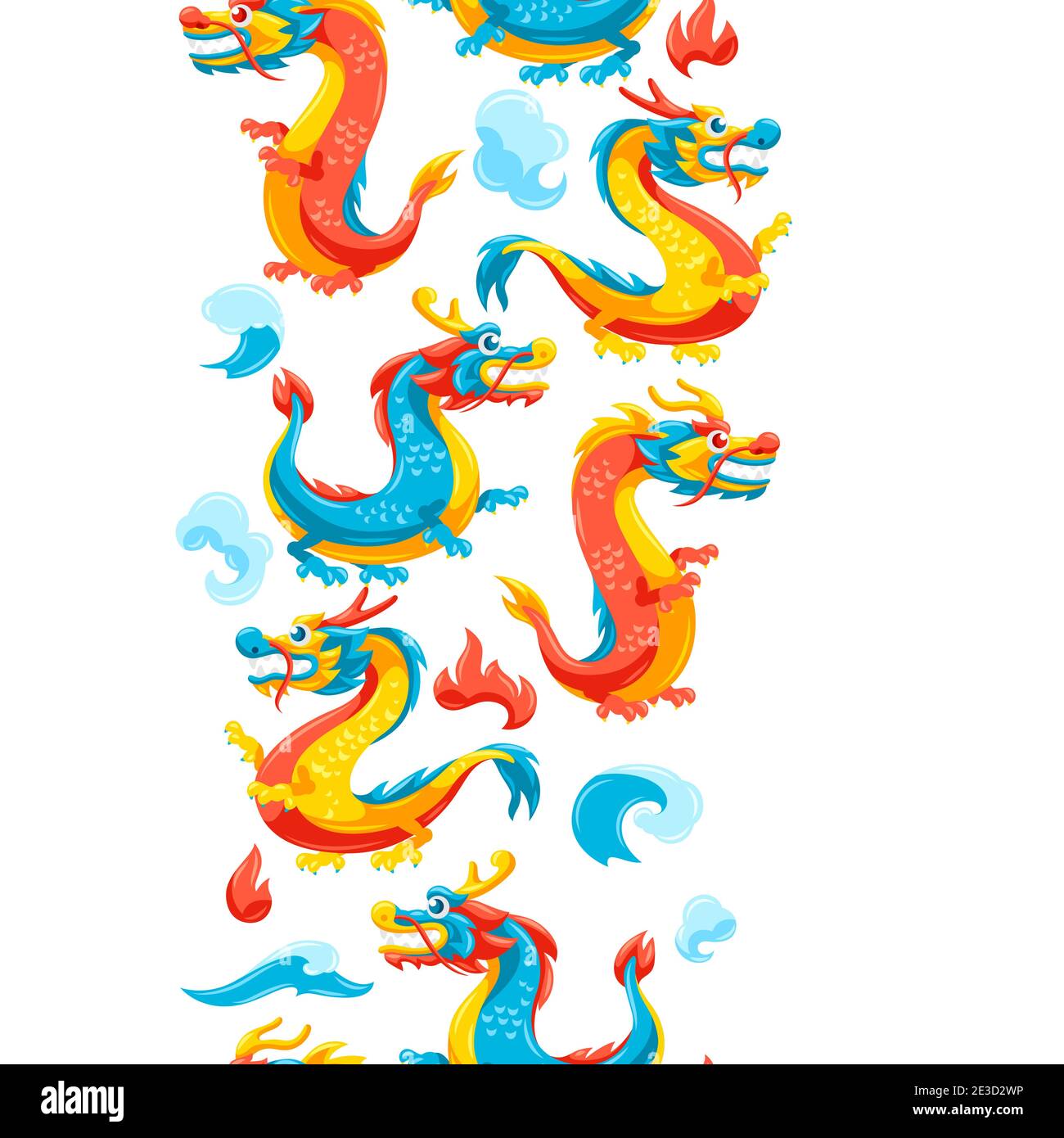 Seamless pattern with Chinese dragons. Stock Vector