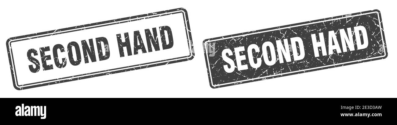 second hand square stamp. second hand grunge sign set Stock Vector