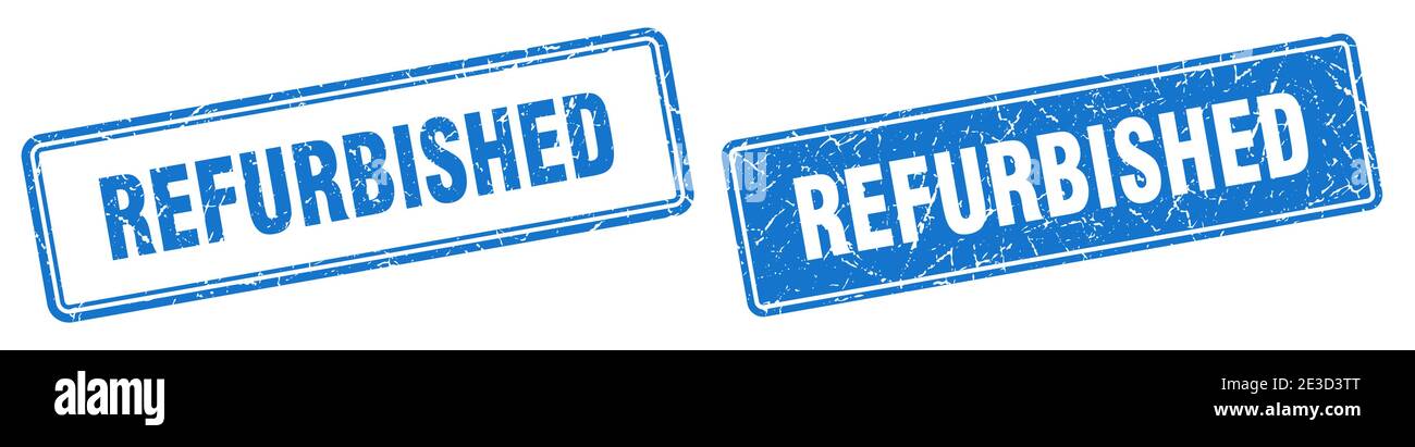 refurbished square stamp. refurbished grunge sign set Stock Vector