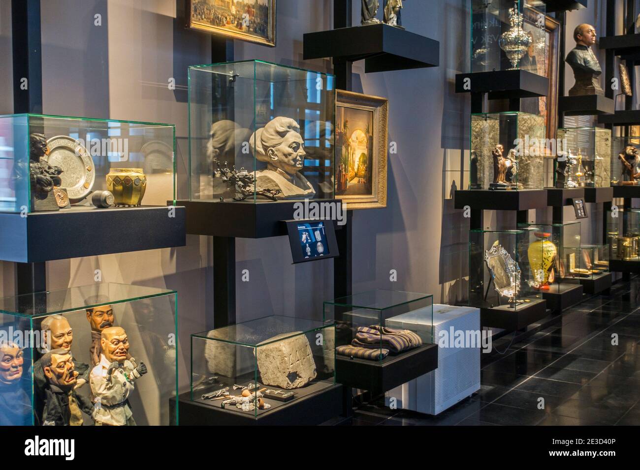 19th century collection in exhibition hall at STAM, Ghent City Museum / Stadsmuseum Gent, East Flanders, Belgium Stock Photo