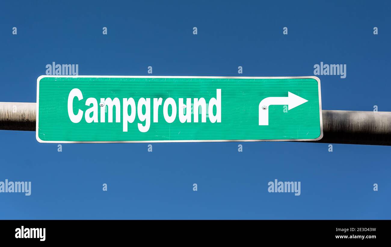 Street Sign the Direction Way to Campground Stock Photo - Alamy