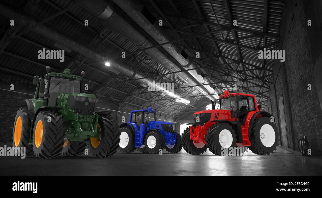 3D rendering of a tractor computer model machinery agriculture tool ...