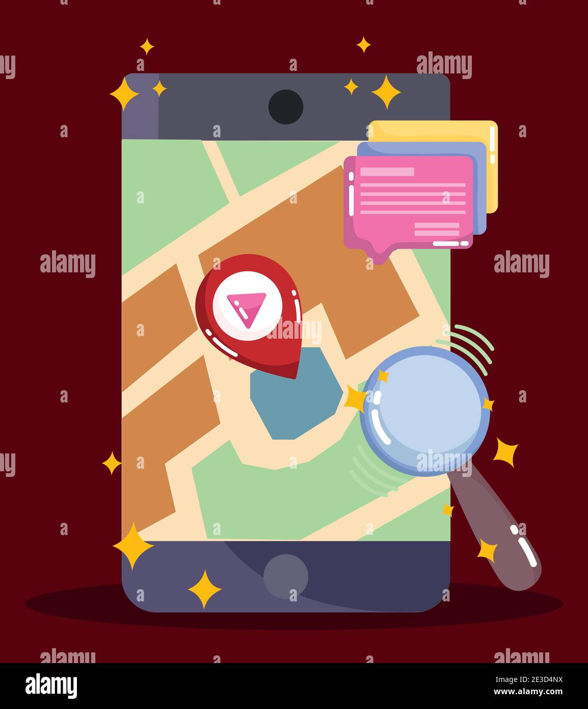 social media smartphone gps navigation map location pointer and search ...