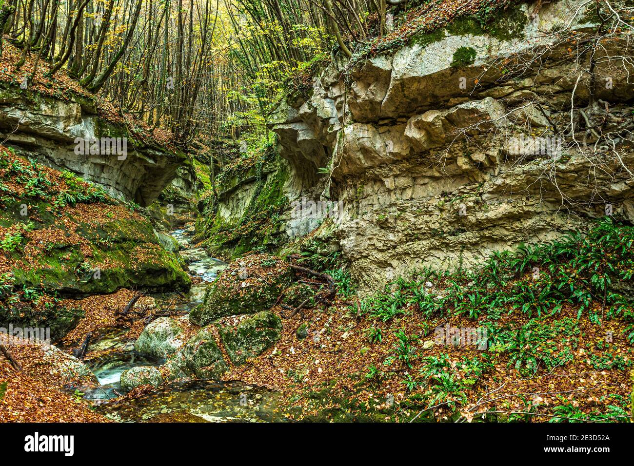 Autumn mountain landscape in the Orfento Valley. Maiella National Park, Abruzzo, Italy, Europe Stock Photo