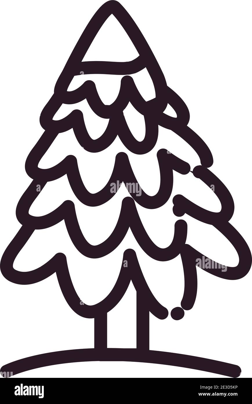 merry christmas pine tree line style icon design, winter season and ...