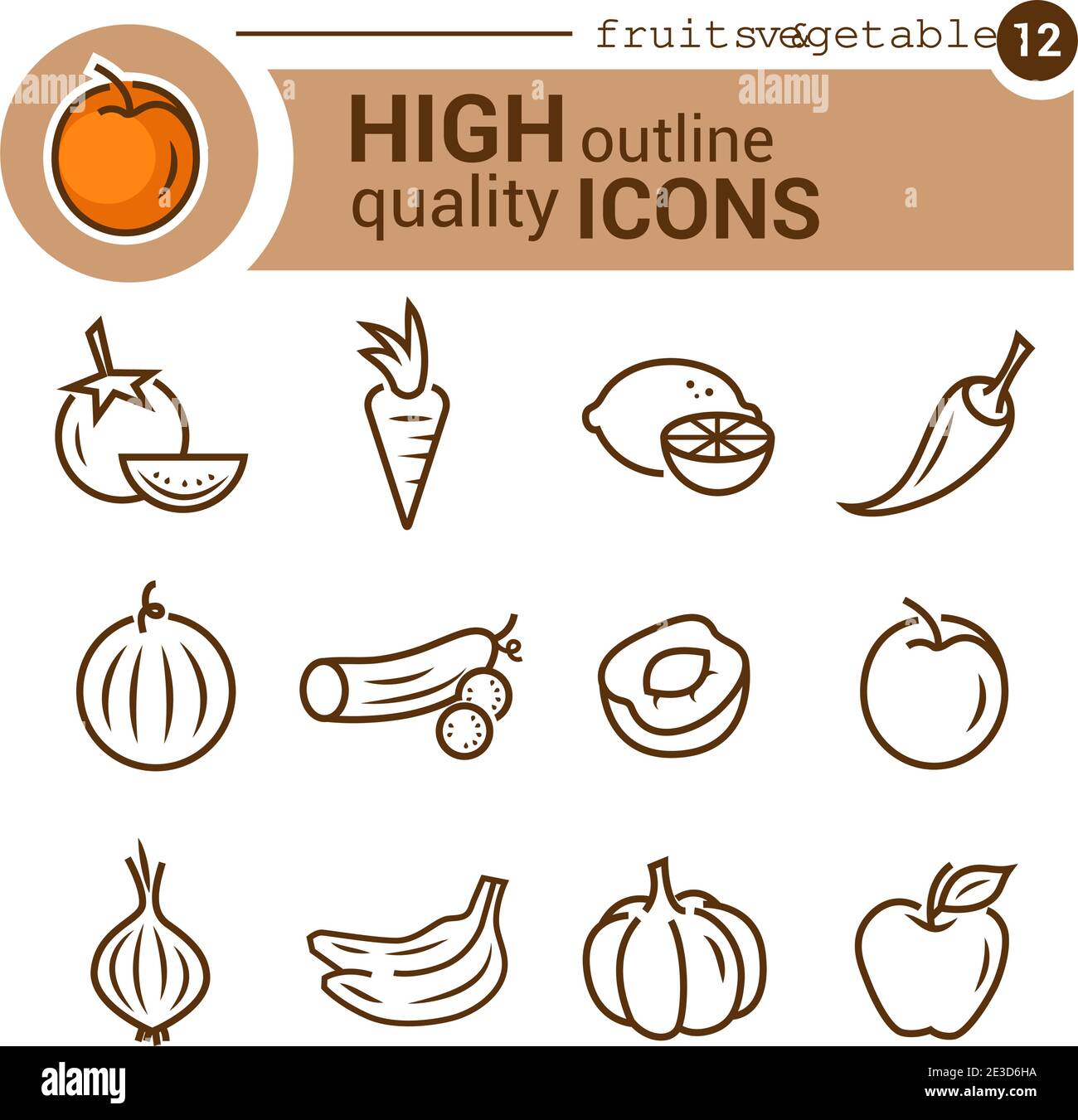 Line flat icons of food and kitchen, vector set Stock Vector Image ...