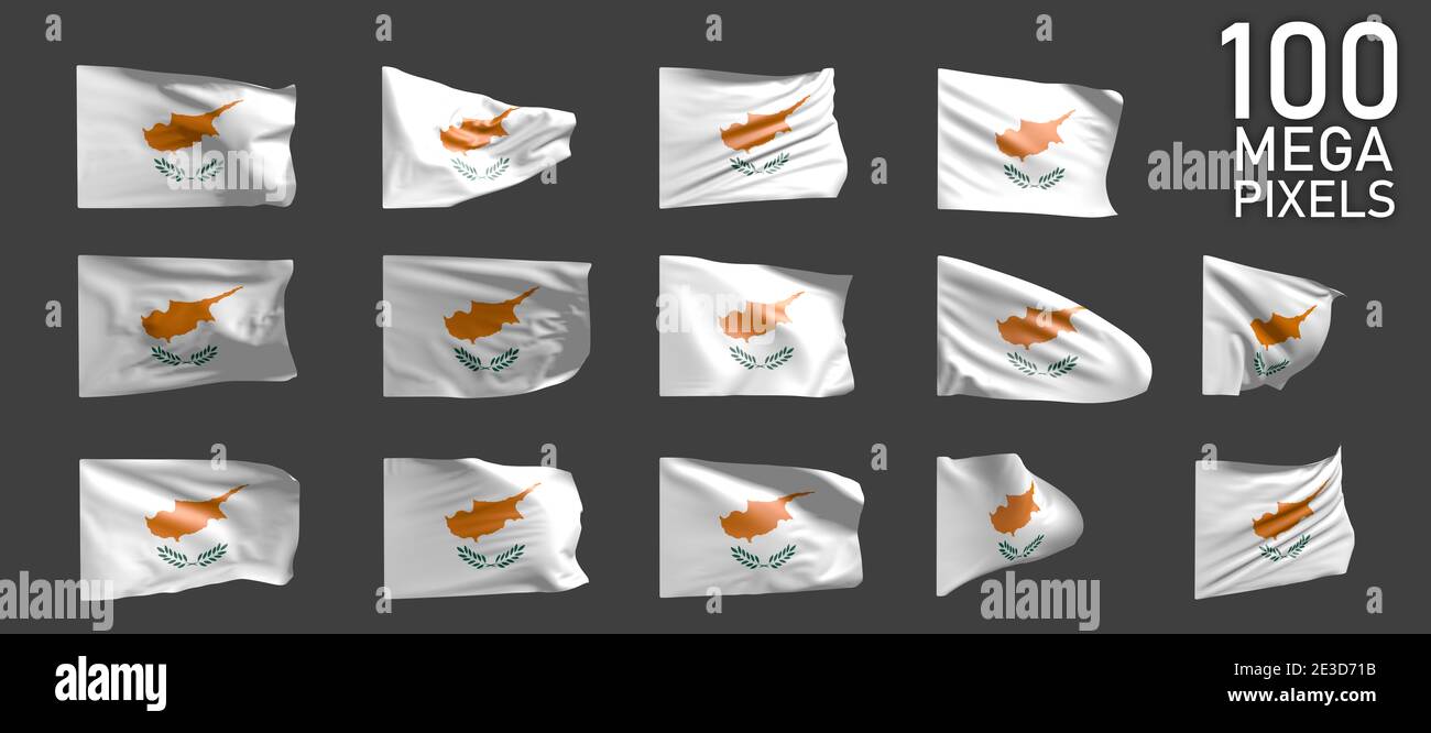 Cyprus Flag Isolated Various Realistic Renders Of The Waving Flag On Cyprus Flag Isolated Various Realistic Renders Of The Waving Flag On