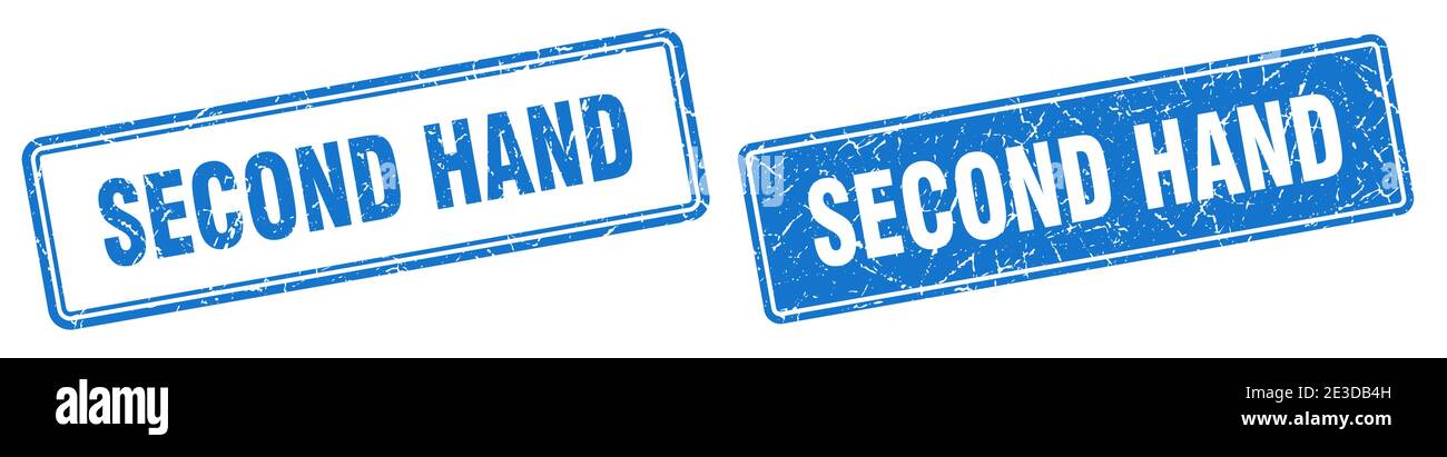second hand square stamp. second hand grunge sign set Stock Vector