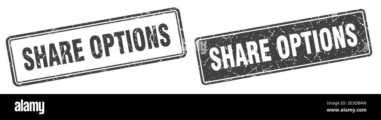 share options square stamp. share options grunge sign set Stock Vector ...