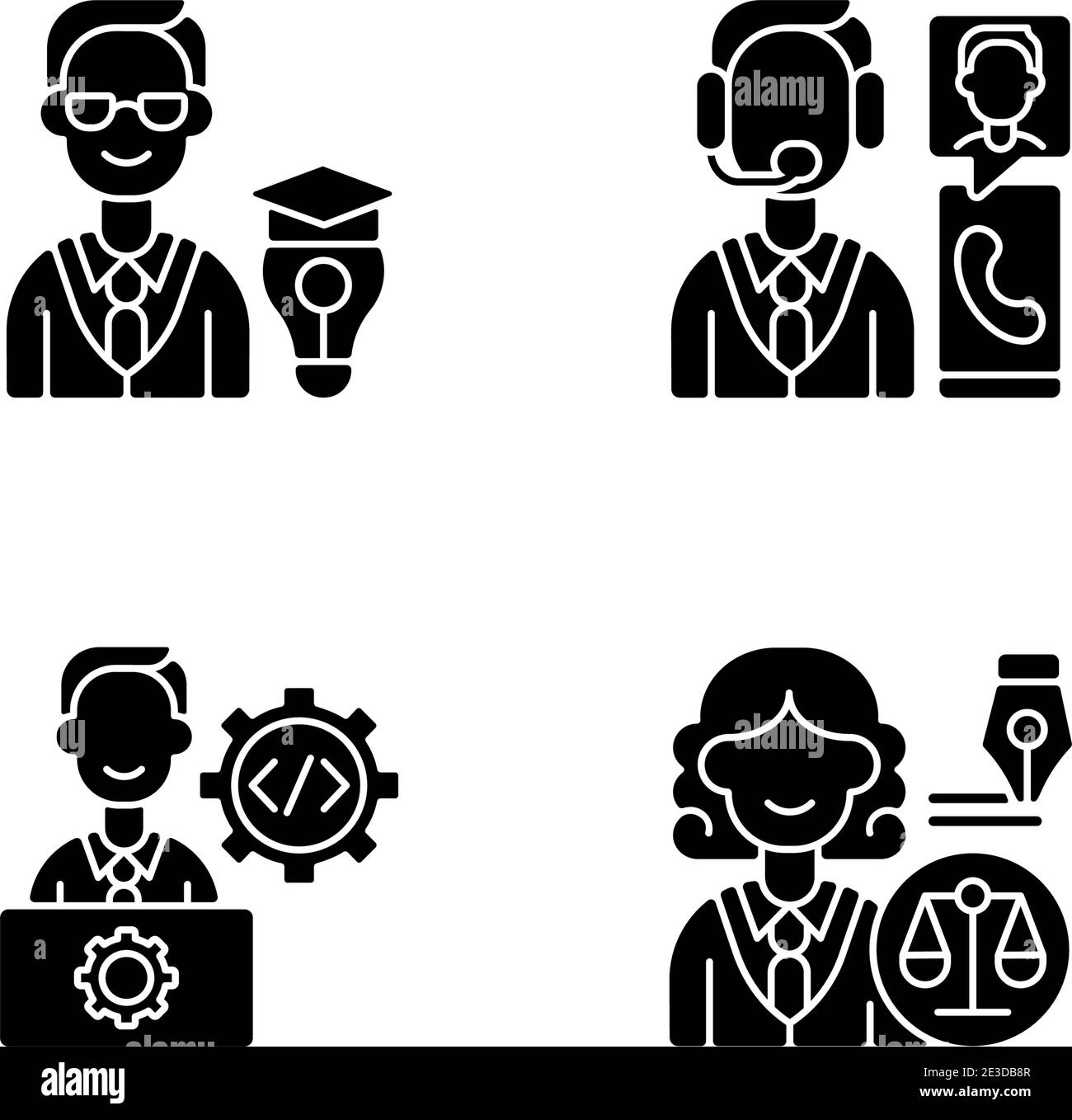Management structure black glyph icons set on white space Stock Vector ...