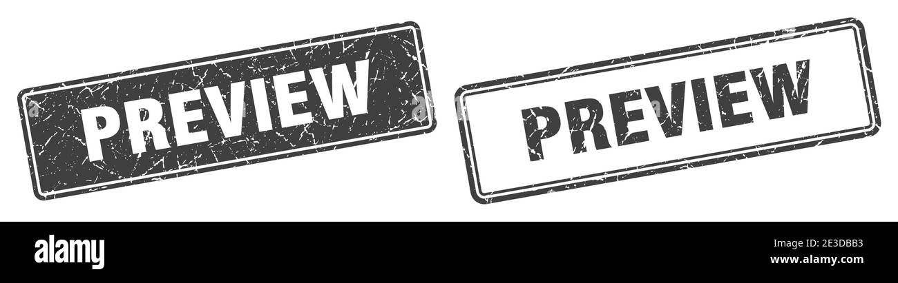 preview square stamp. preview grunge sign set Stock Vector