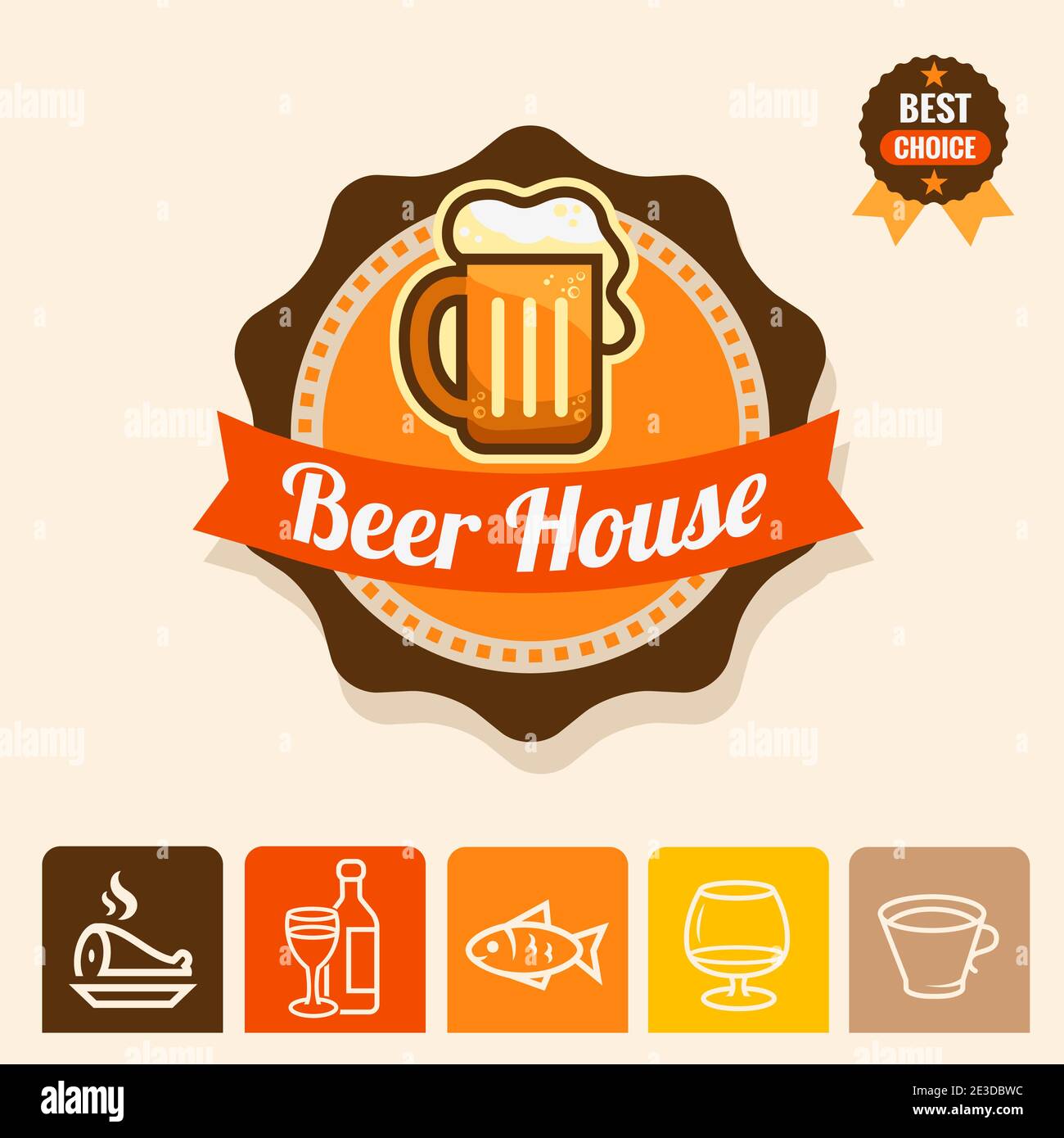 Label with beer mugs and the text Beer written inside, vector