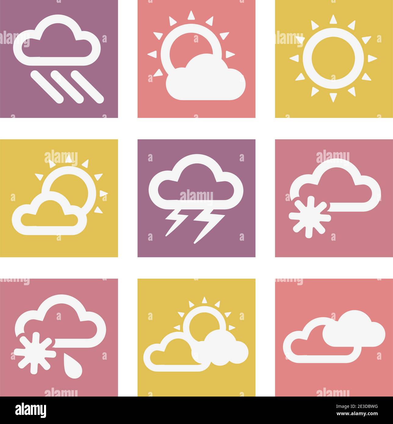 Illustration of Weather Icons in Flat Design Style Stock Vector Image ...
