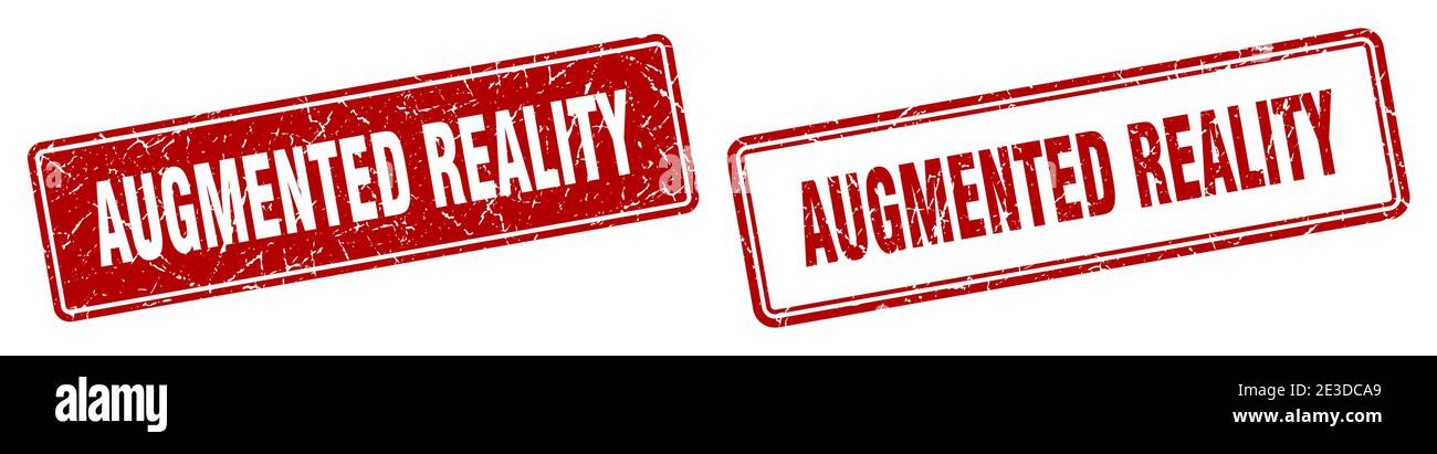 augmented reality square stamp. augmented reality grunge sign set Stock Vector