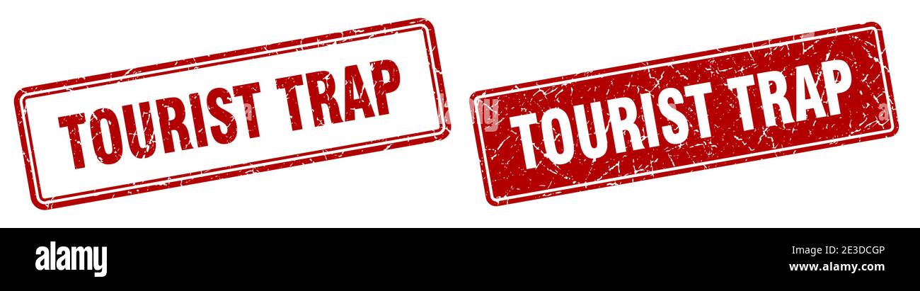 Tourist Trap Square Stamp Tourist Trap Grunge Sign Set Stock Vector