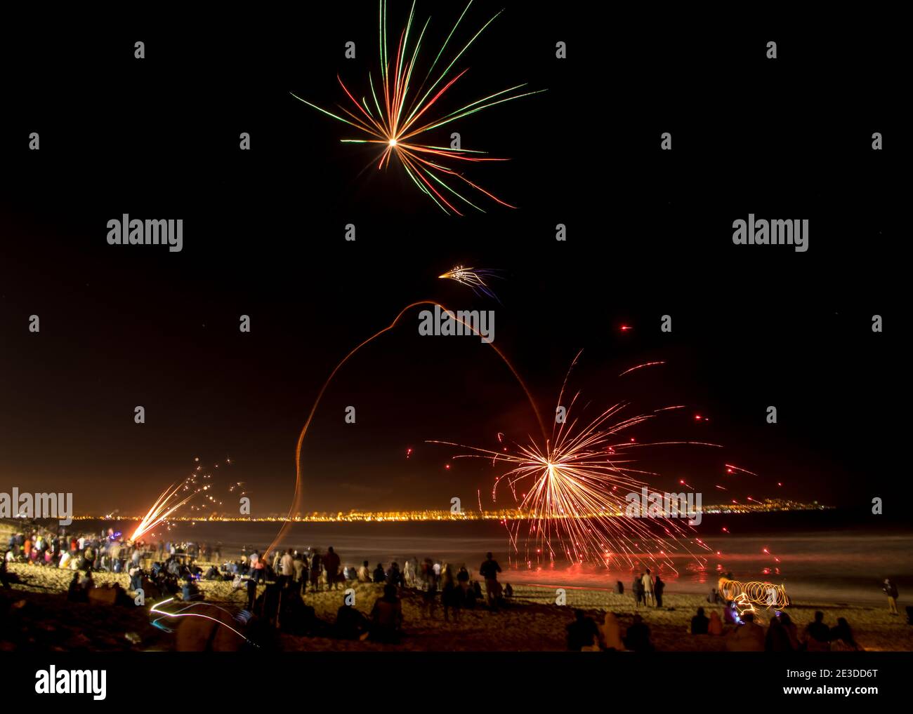 Fireworks on a beach Stock Photo Alamy