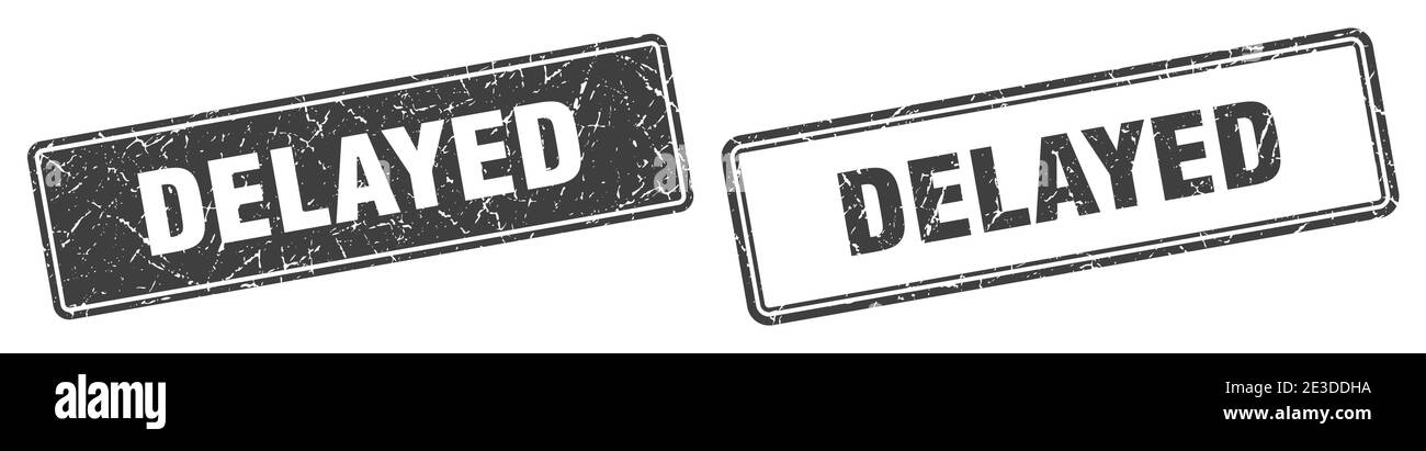 delayed square stamp. delayed grunge sign set Stock Vector