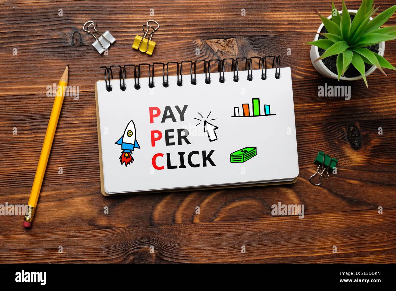 Advertising model on the Internet pay per click PPC Stock Photo