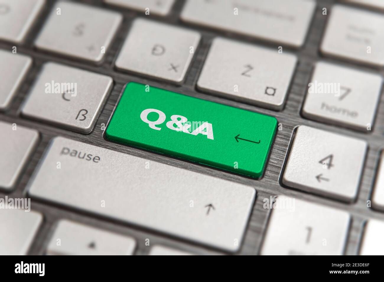 Keyboard with green kay Enter and word Q&A button modern pc text ...