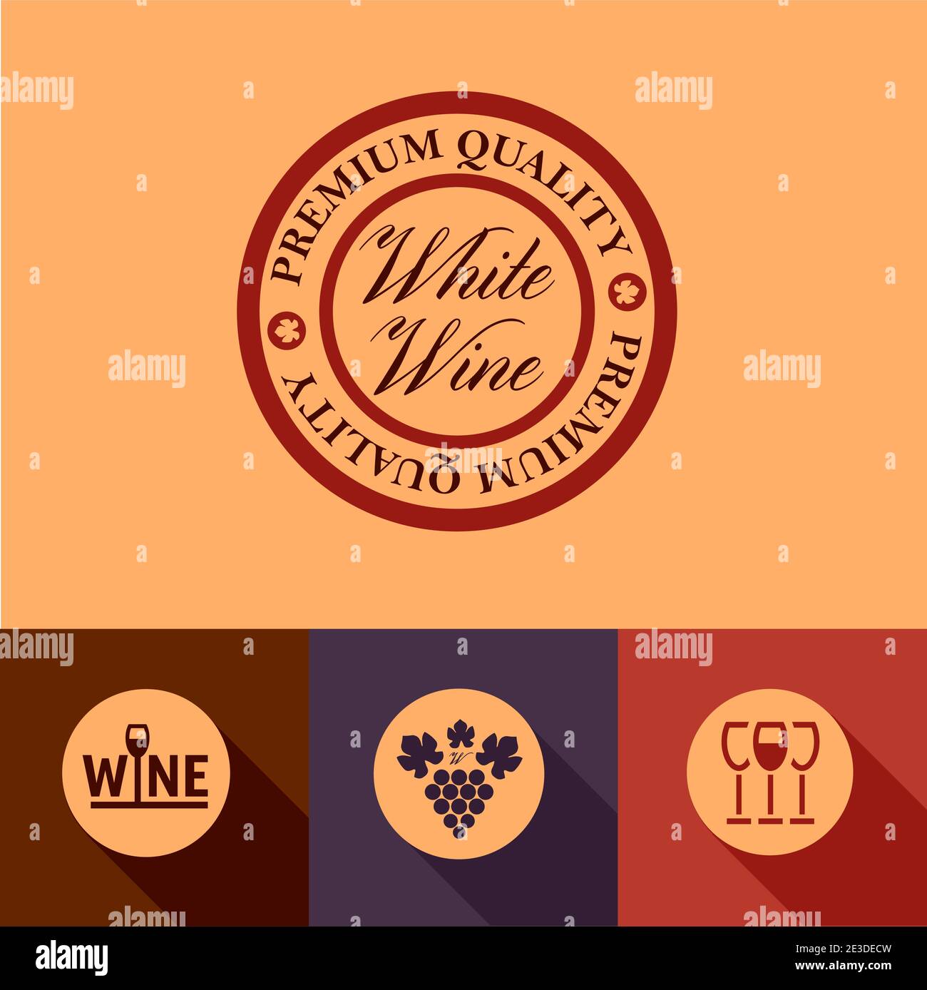 Wine Menu Elements in Flat Design Style. Stock Vector