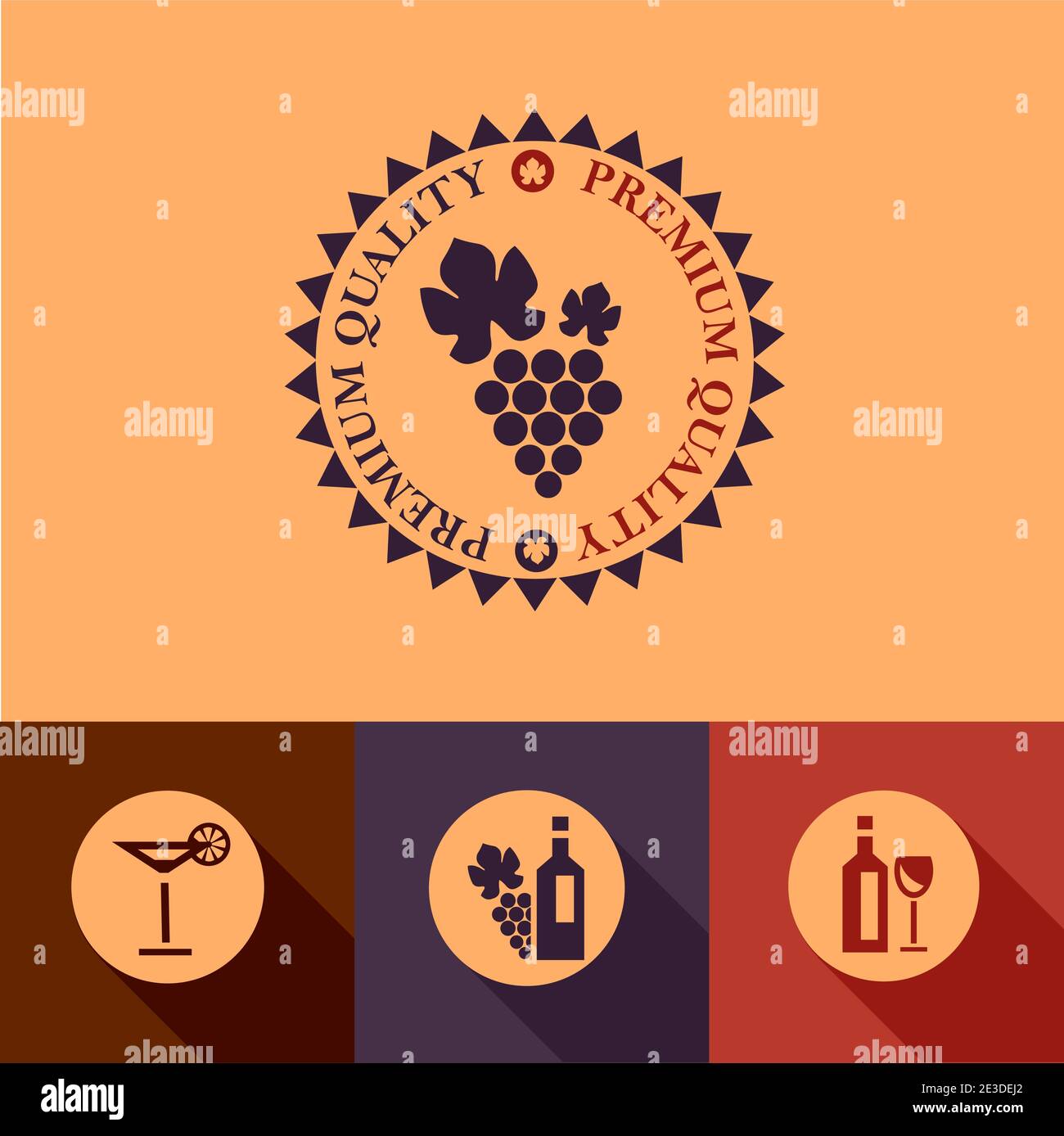 Wine Design Elements in Flat Design Style Stock Vector Image & Art Alamy