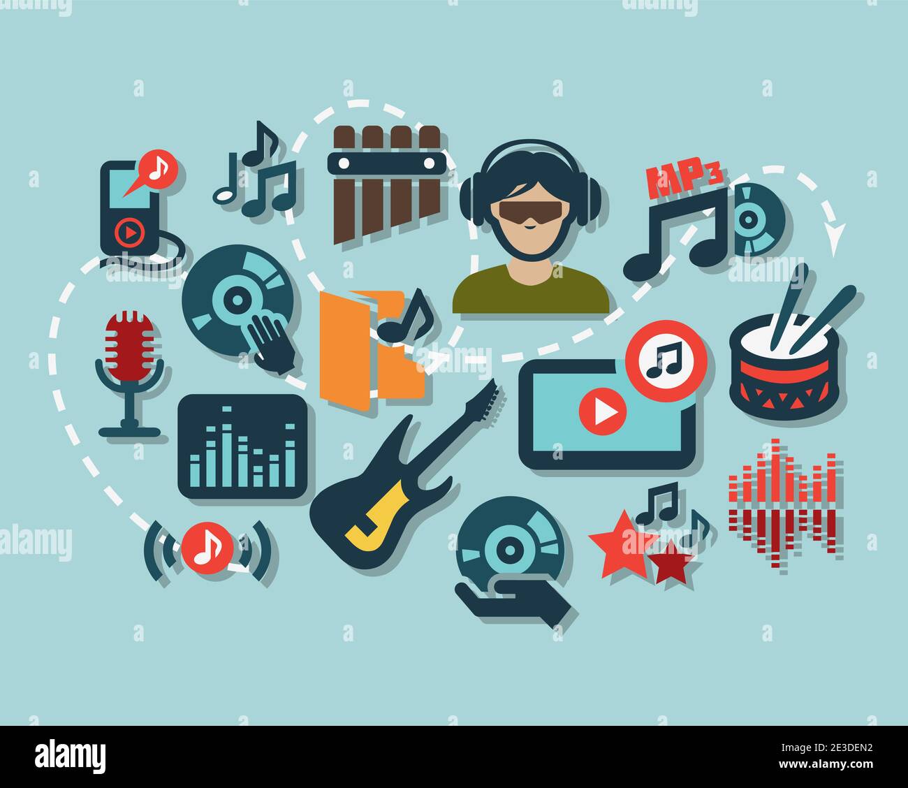 Flat Vector Music Icon Set for web and mobile Stock Vector Image & Art ...