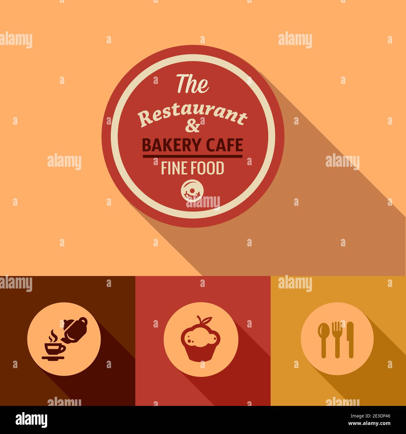 Flat Set of retro food design elements. Vector Illustration Stock