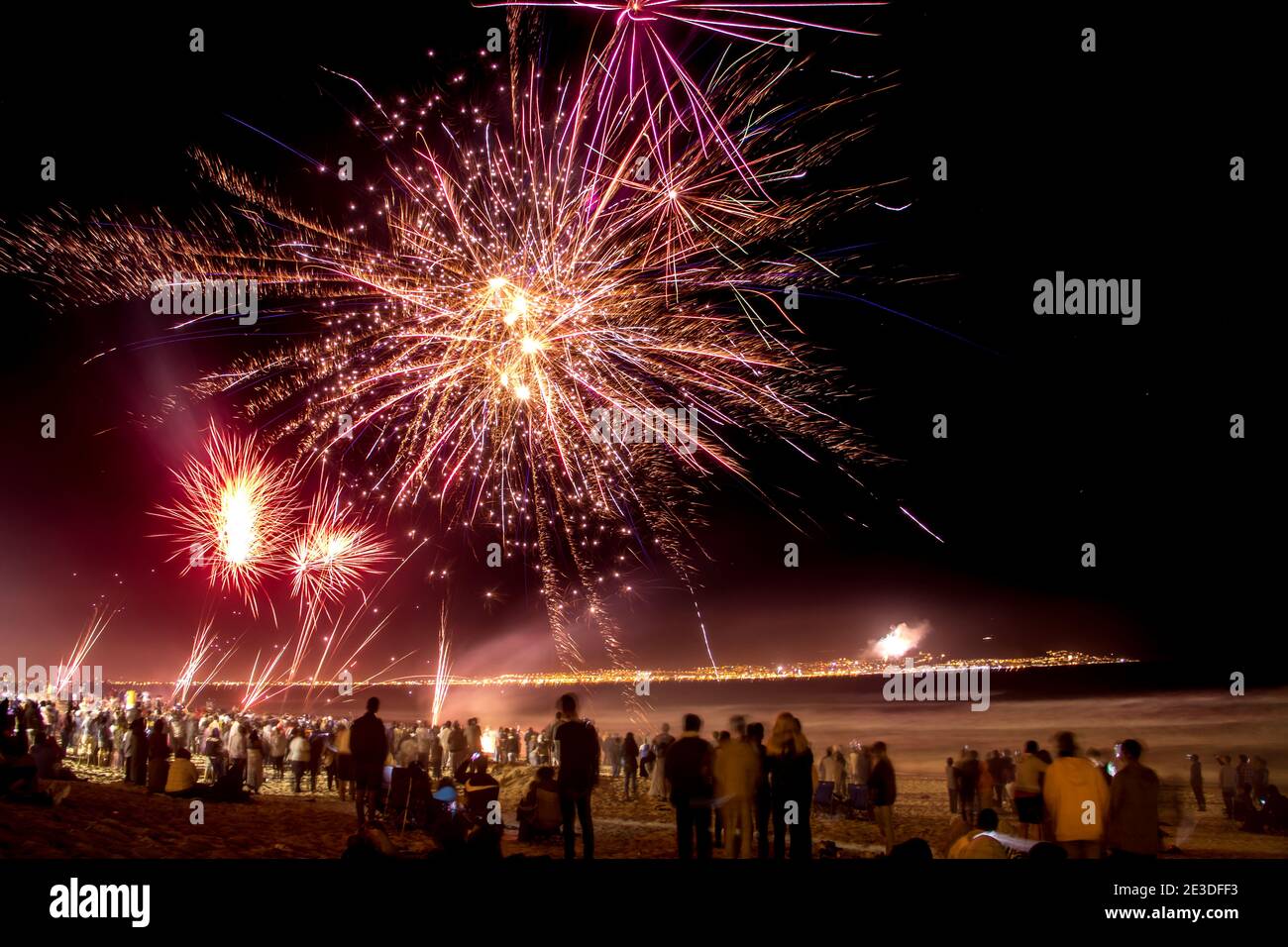 Fireworks on a beach Stock Photo Alamy