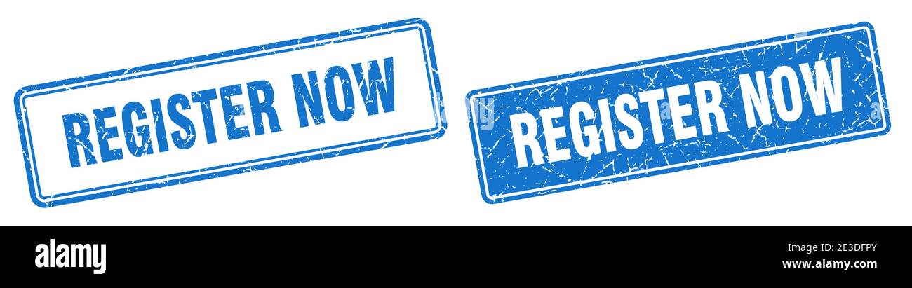register now square stamp. register now grunge sign set Stock Vector ...
