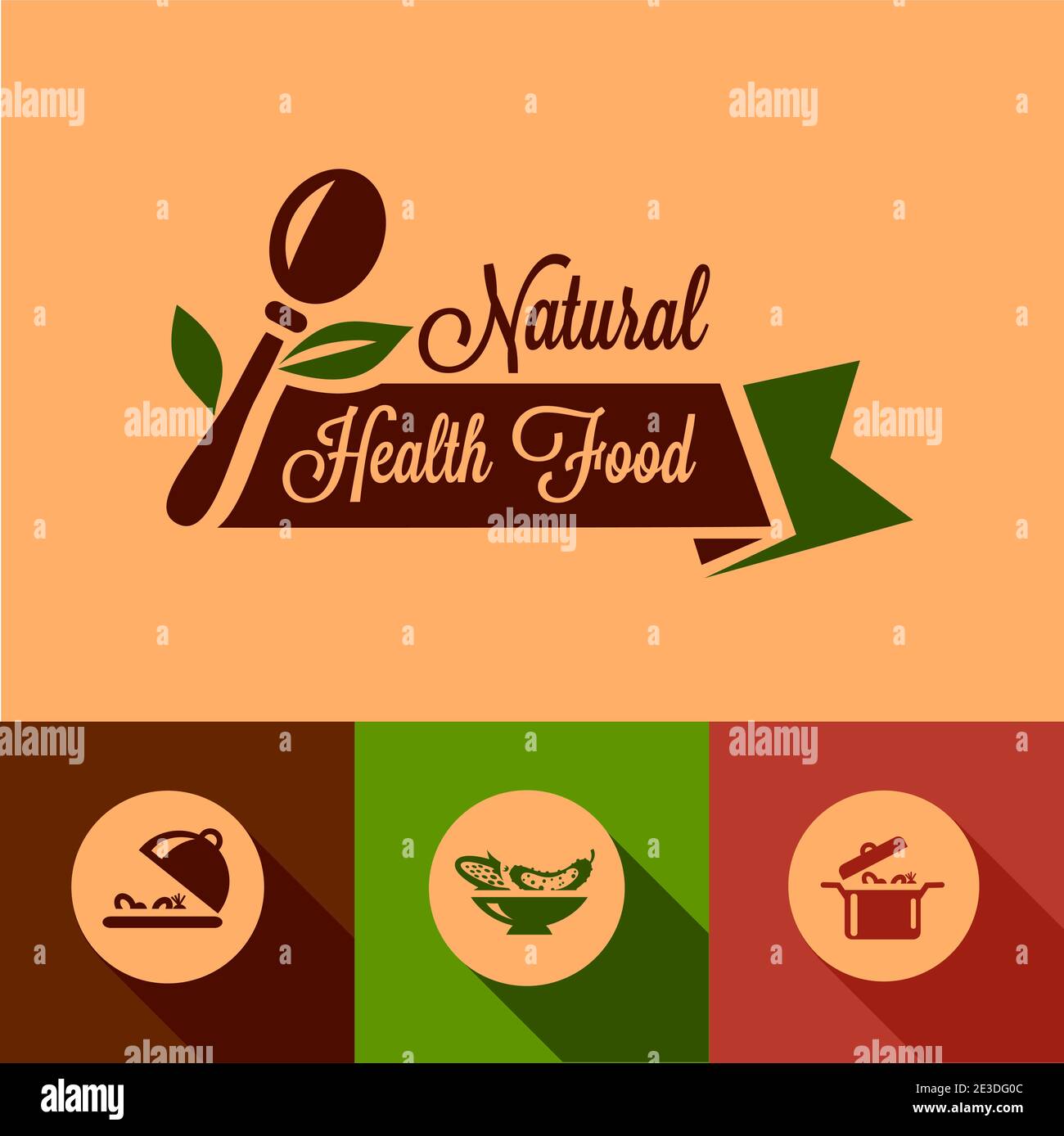 Healthy Food Design Elements in Flat Design Style Stock Vector Image