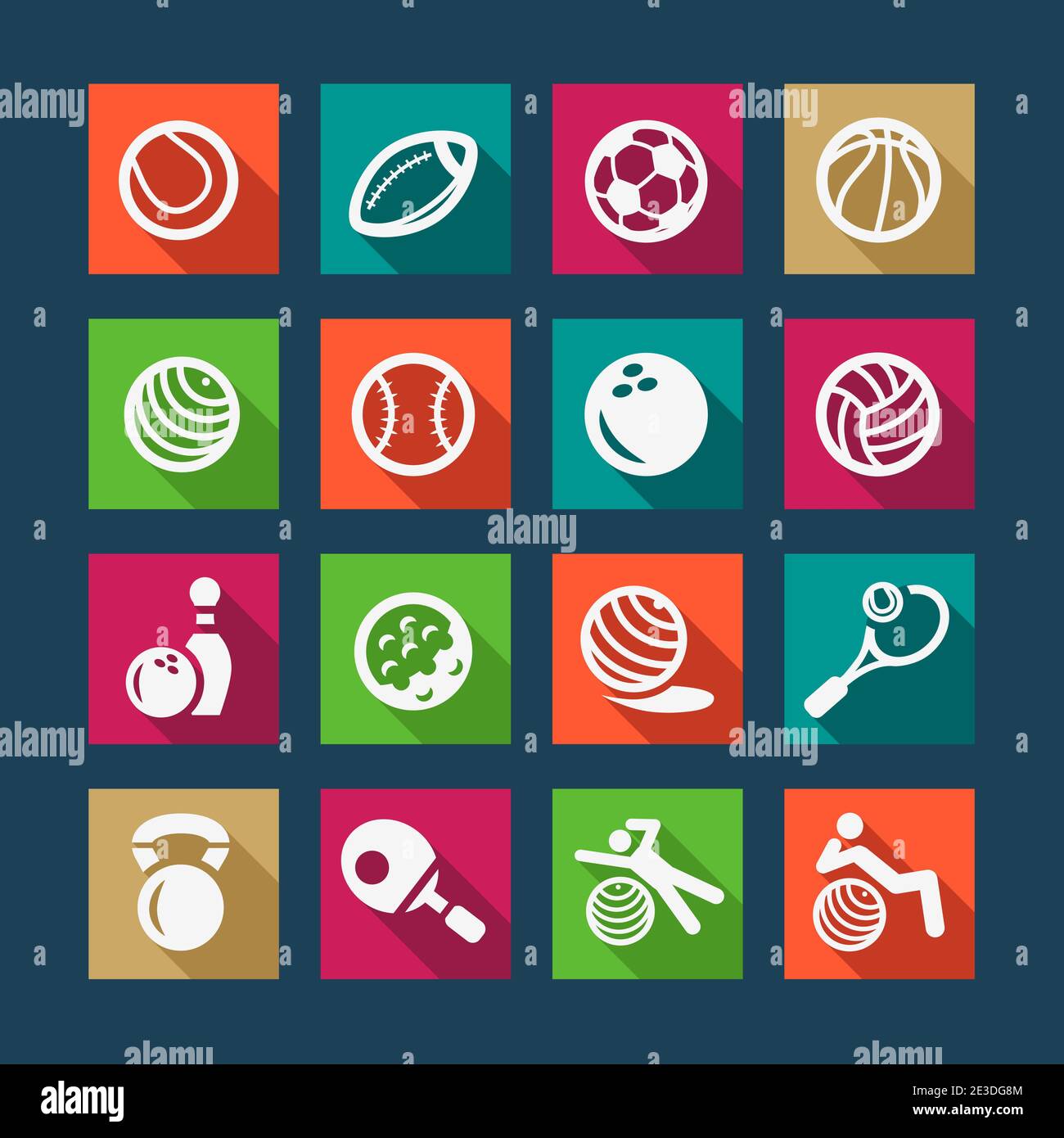 Fitness and Sport Flat Icons for web and mobile. Stock Vector
