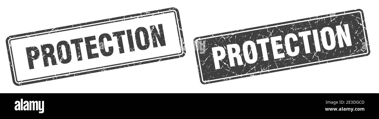 Protection Lettering protection square stamp. protection grunge sign set Stock Vector Image ...