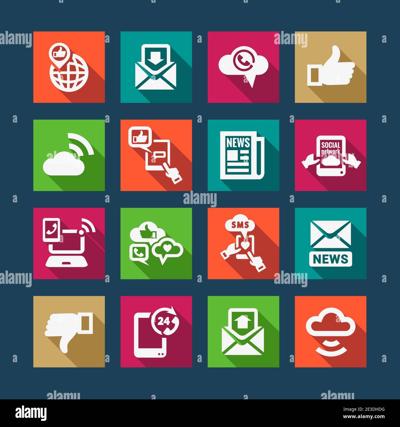 Flat Communication Icons Set for web and mobile Stock Vector Image ...