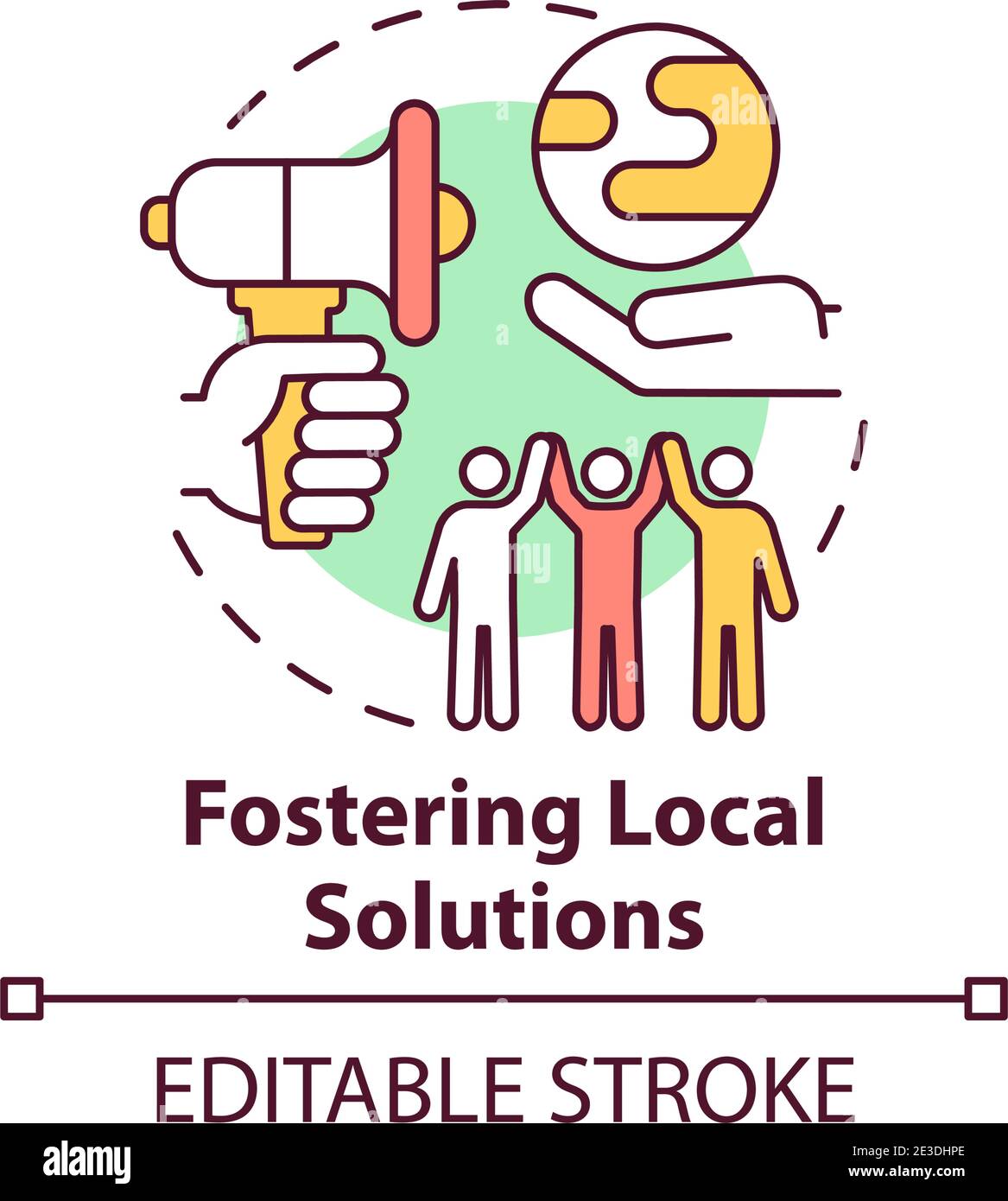 Fostering local ecological solution concept icon Stock Vector