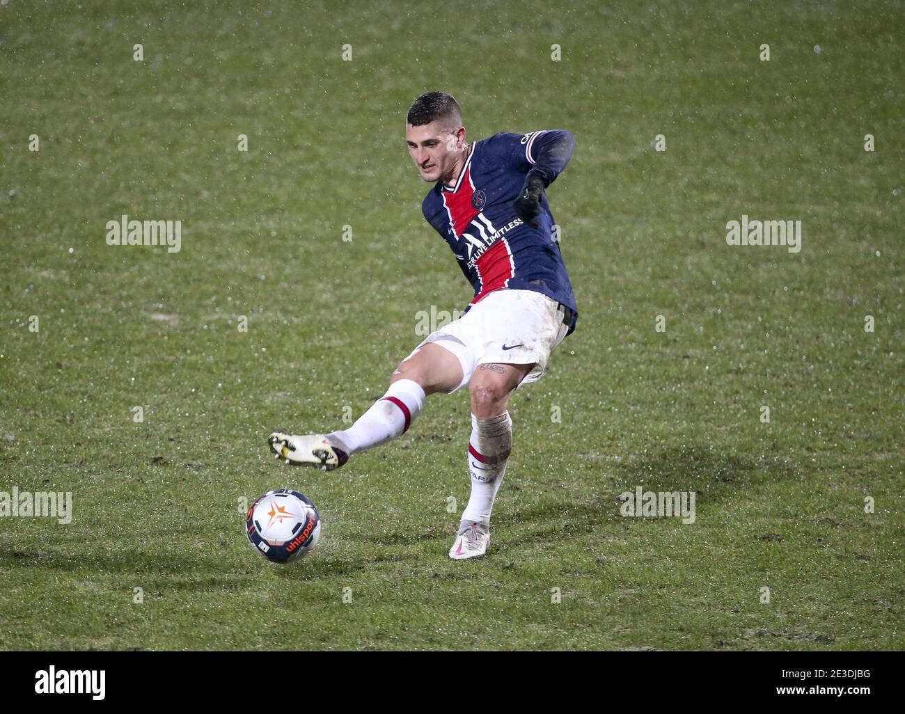 Marco Verratti of PSG during the French championship Ligue 1 football match between Angers SCO and Paris Saint-Germain on January 16, 2021 at Stade Raymond Kopa in Angers, France - Photo Jean Catuffe / DPPI / LiveMedia Stock Photo