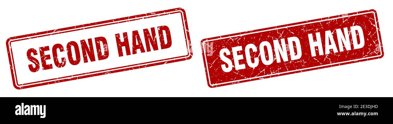 second hand square stamp. second hand grunge sign set Stock Vector