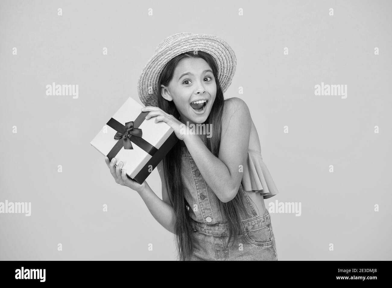 Its just my birthday. Birthday girl got present yellow background