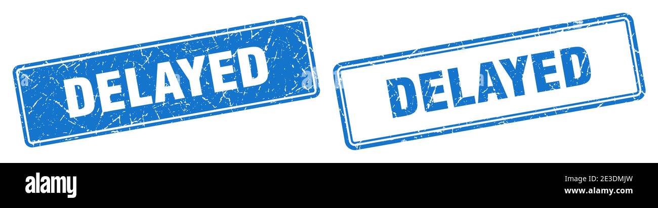 delayed square stamp. delayed grunge sign set Stock Vector