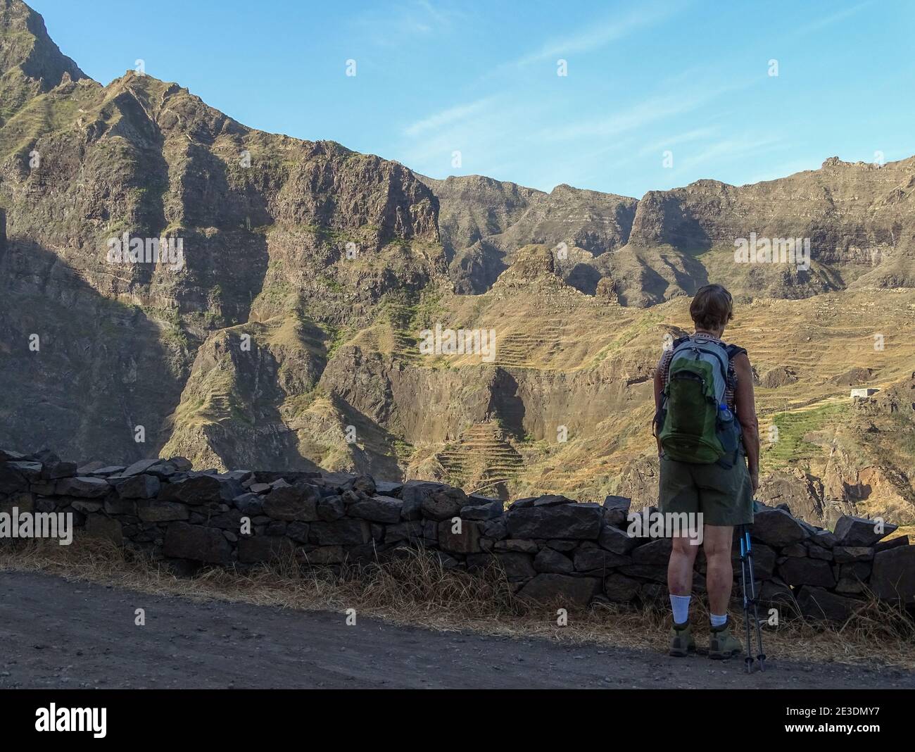 Cape Verde, Santo Antao island, Africa, walking tours, solo, one person. Stock Photo