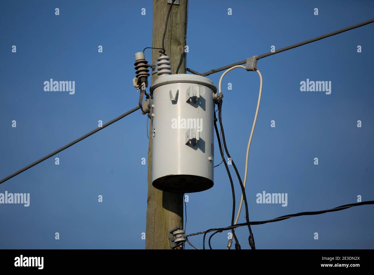 Electrical transformer and wires on an electrical pole Stock Photo - Alamy