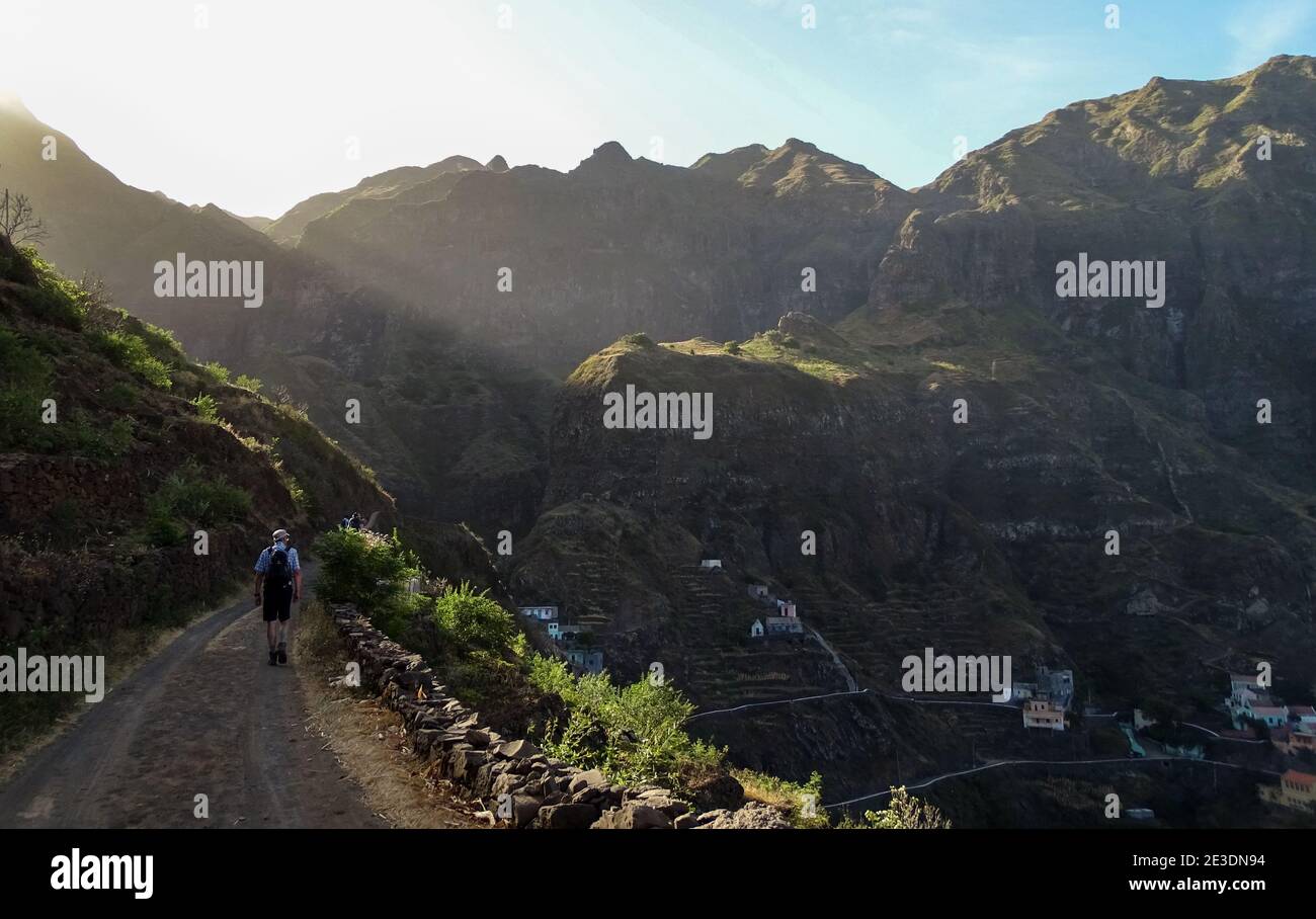 Cape Verde, Santo Antao island, Africa, walking tours, solo, one person. Stock Photo