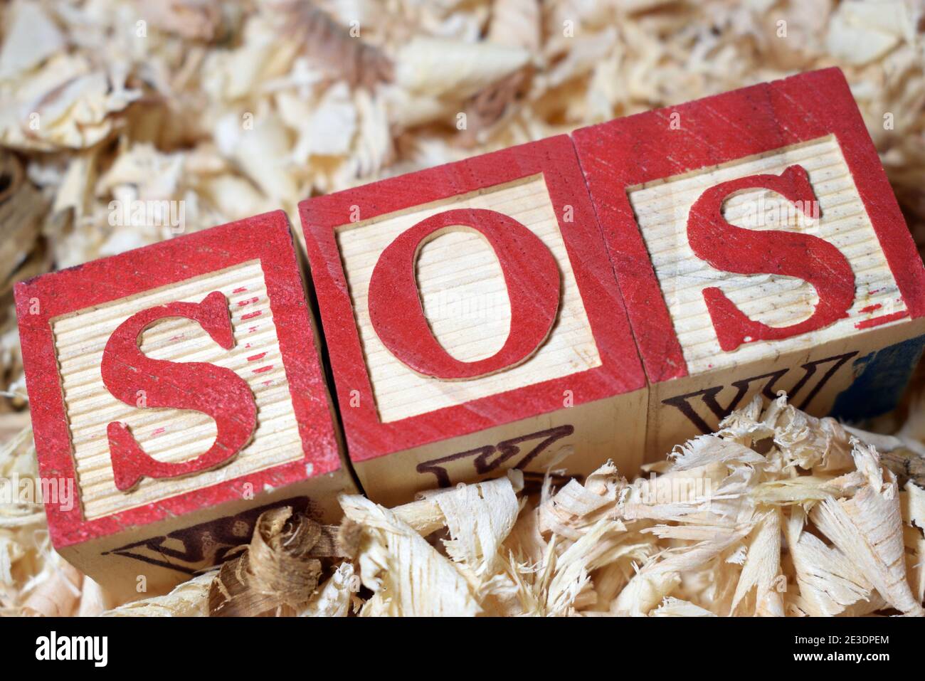 SOS Morse Code Arranged With Wooden Blocks Stock Photo Alamy