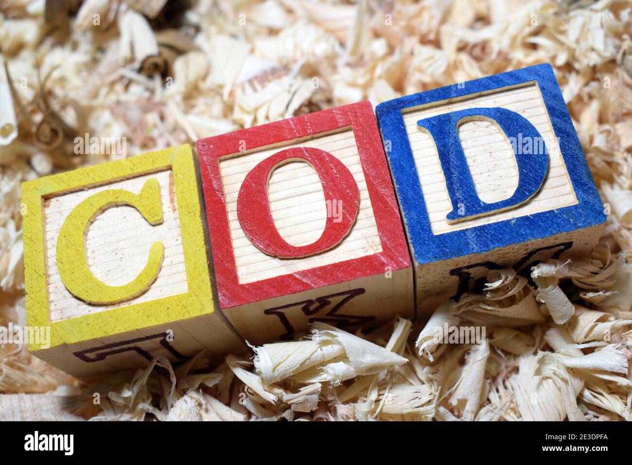Cash on Delivery (COD) acronym arranged with wooden blocks Stock Photo