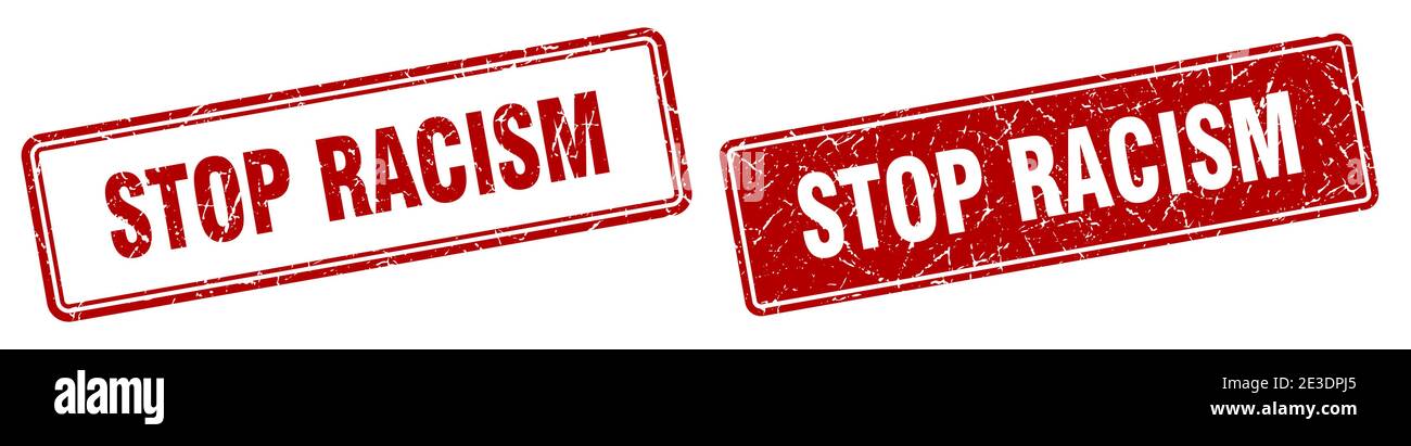 stop racism square stamp. stop racism grunge sign set Stock Vector ...