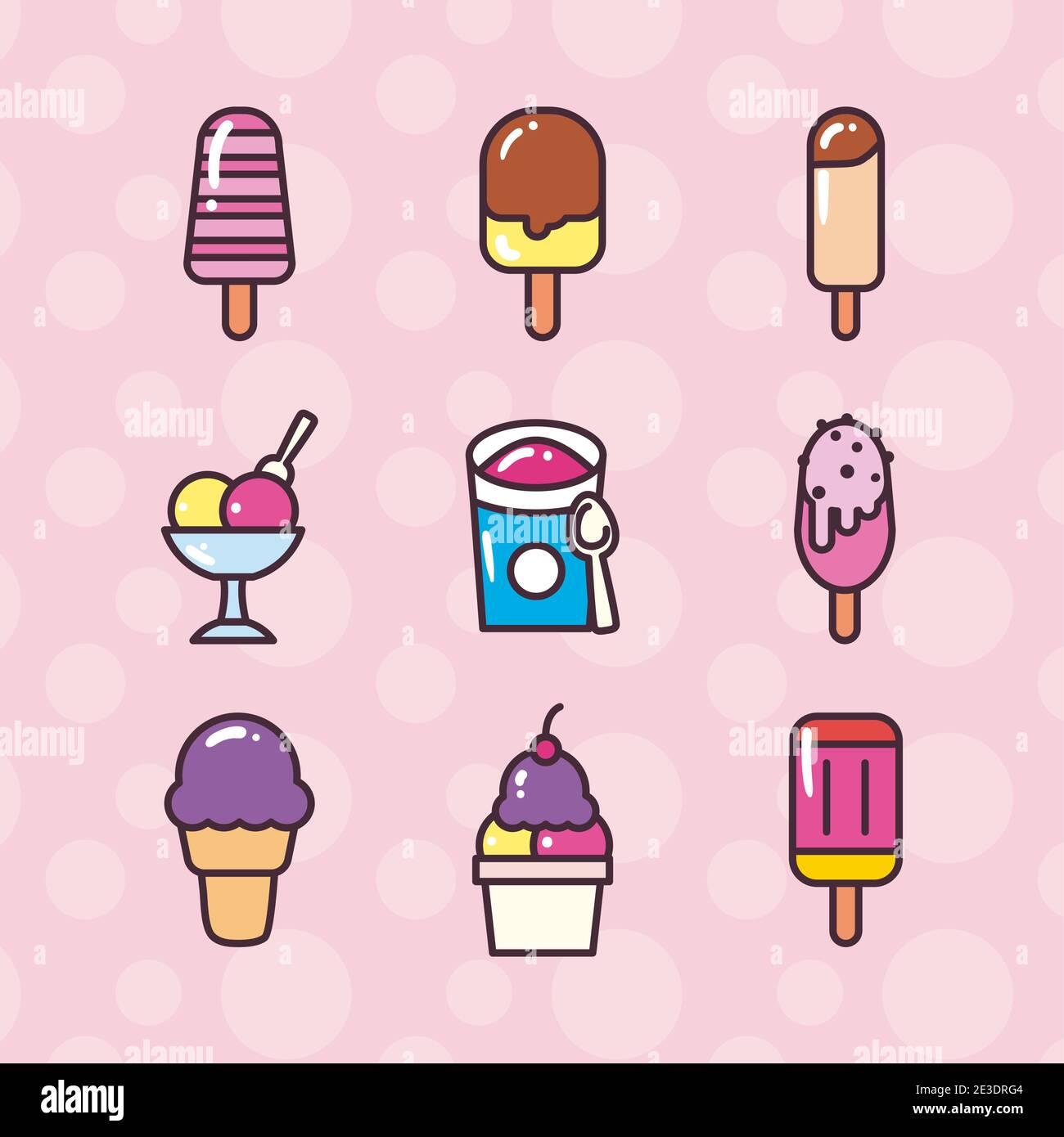 ice cream line and fill style icons collection design, Sweet and ...